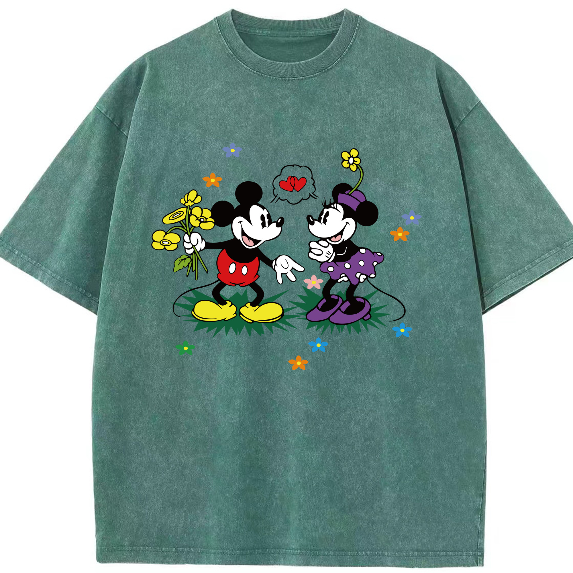 （画像用） ミッキーマウス Mickey Mouse 綿100% ヴィンテージ風 半袖Tシャツ（フロントプリント）